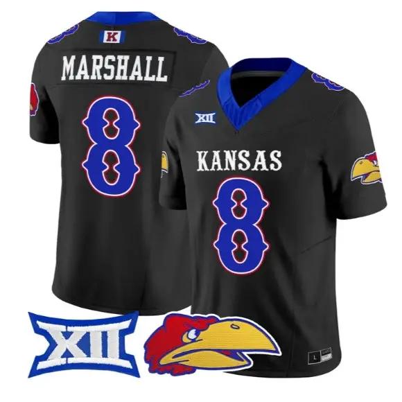 Isaiah Marshall Jersey #8 Kansas Jayhawks 2026 Vapor Limited Stitched by My Store NCAA Football Jerseys