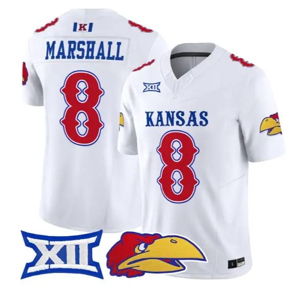 Isaiah Marshall Jersey #8 Kansas Jayhawks 2026 Vapor Limited Stitched by My Store NCAA Football Jerseys