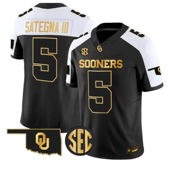 Isaiah Sategna III #5 Oklahoma Sooners Jersey 2026 Limited Stitched by My Store NCAA Football Jerseys