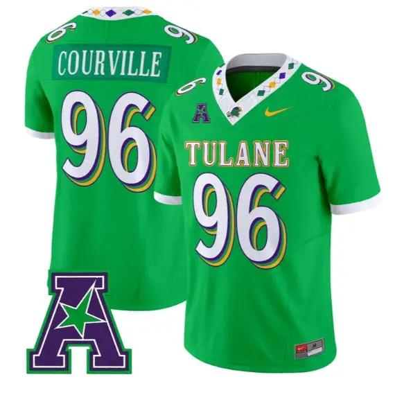 Jackson Courville #96 Tulane Green Wave Jersey 2026 City Edition Vapor Stitched by My Store NCAA Football Jerseys
