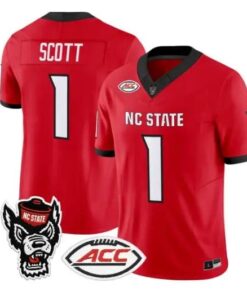 Jayden Duke Scott Jersey #1 NC State Wolfpack 2026 Limited Stitched by My Store NCAA Football Jerseys