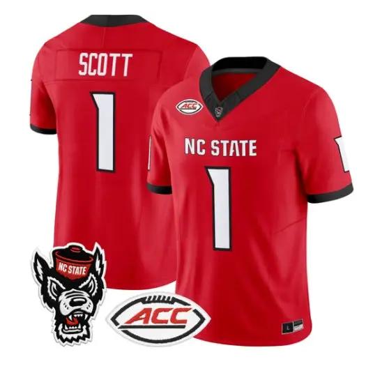 Jayden Duke Scott Jersey #1 NC State Wolfpack 2026 Limited Stitched by My Store NCAA Football Jerseys