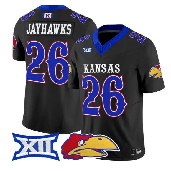 Jayhawks Jersey #26 Kansas Jayhawks 2026 Vapor Limited All Stitched by My Store NCAA Football Jerseys