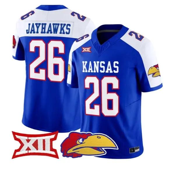 Jayhawks Jersey #26 Kansas Jayhawks 2026 Vapor Limited All Stitched by My Store NCAA Football Jerseys