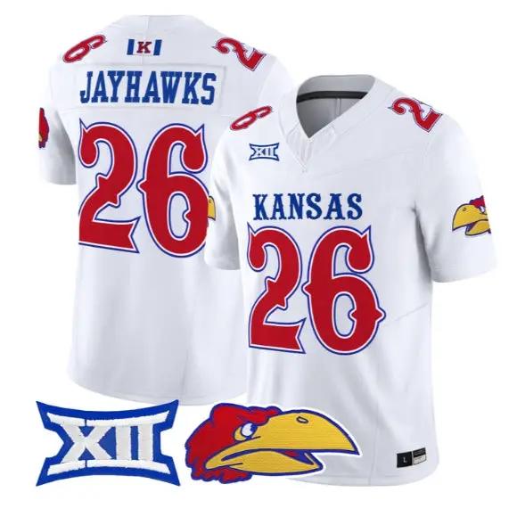 Jayhawks Jersey #26 Kansas Jayhawks 2026 Vapor Limited All Stitched by My Store NCAA Football Jerseys