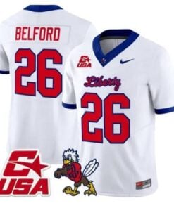 Jaylin Belford Jersey #26 Liberty Flames 2026 Vapor Limited Stitched by My Store NCAA Football Jerseys