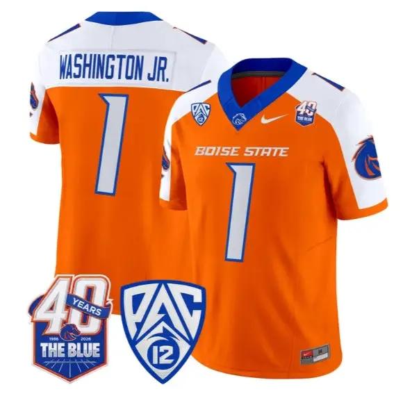 Jerico Washington Jr. Jersey #1 Boise State Broncos 2026 Stitched by My Store NCAA Football Jerseys