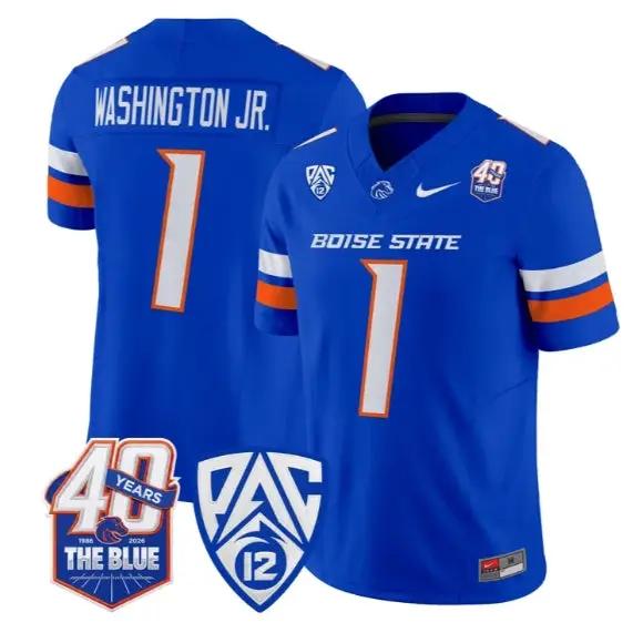 Jerico Washington Jr. Jersey #1 Boise State Broncos 2026 Stitched by My Store NCAA Football Jerseys