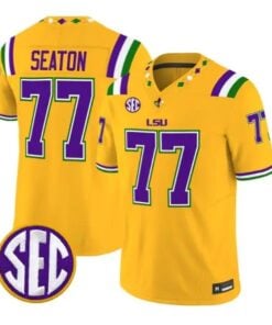 Jordan Seaton #77 LSU Tigers Jersey 2026 Mardi Gras Edition All Stitched by My Store NCAA Football Jerseys