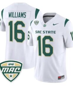 Jordan Williams Jersey #16 Sacramento State Hornets 2026 All Stitched by My Store NCAA Football Jerseys