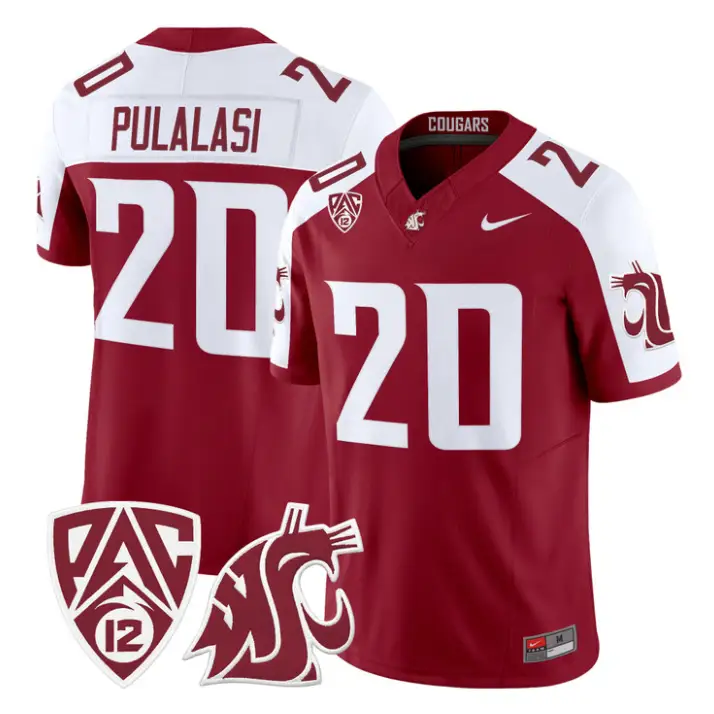 Leo Pulalasi Jersey #20 Washington State Cougars 2026 Vapor Stitched by My Store NCAA Football Jerseys
