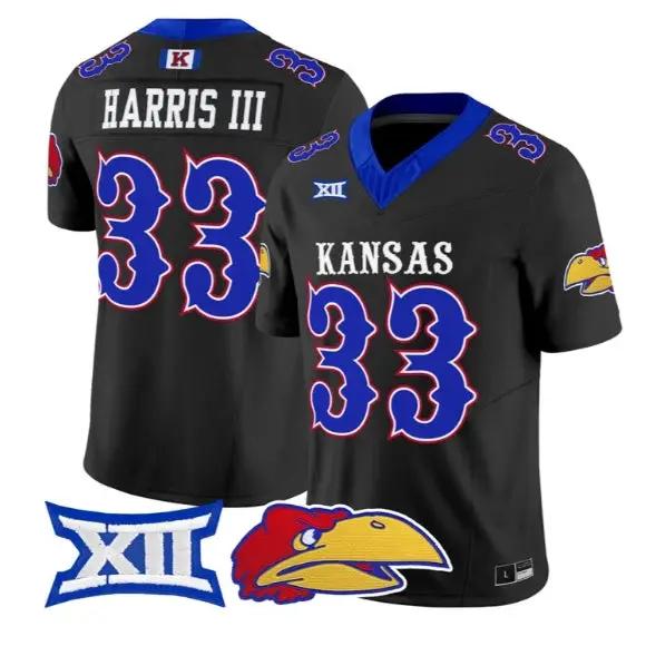 Leroy Harris III Jersey #33 Kansas Jayhawks 2026 Vapor All Stitched by My Store NCAA Football Jerseys