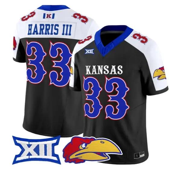 Leroy Harris III Jersey #33 Kansas Jayhawks 2026 Vapor All Stitched by My Store NCAA Football Jerseys
