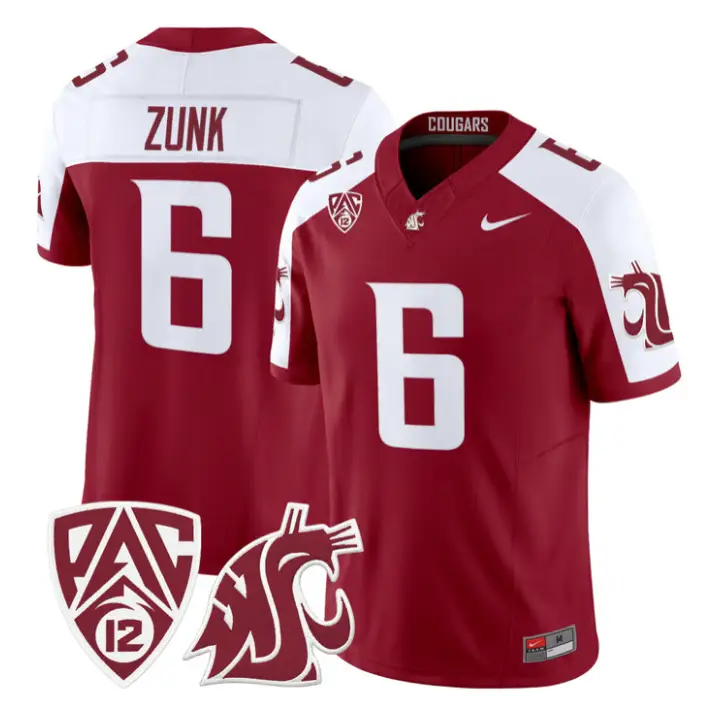 Linus Zunk Jersey #6 Washington State Cougars 2026 Vapor Stitched by My Store NCAA Football Jerseys