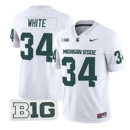 Lorenzo White Jersey #34 Michigan State Spartans 2026 Vapor Stitched by My Store NCAA Football Jerseys