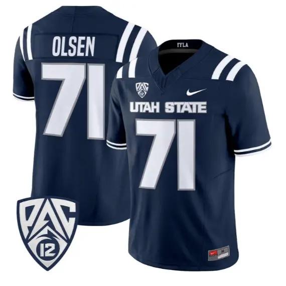Merlin Olsen Jersey #71 Utah State Aggies 2026 Vapor Limited Stitched by My Store NCAA Football Jerseys