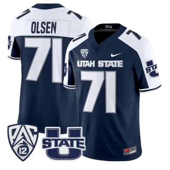 Merlin Olsen Jersey #71 Utah State Aggies 2026 Vapor Limited Stitched by My Store NCAA Football Jerseys