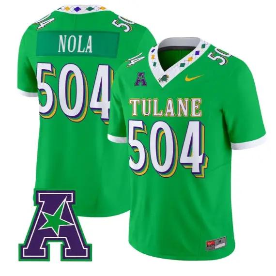 Nola #504 Tulane Green Wave Jersey 2026 City Edition Vapor Limited All Stitched by My Store NCAA Football Jerseys