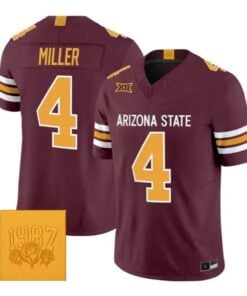 Omarion Miller #4 Arizona State Sun Devils Jersey Roses & Devils Vapor Stitched by My Store NCAA Football Jerseys