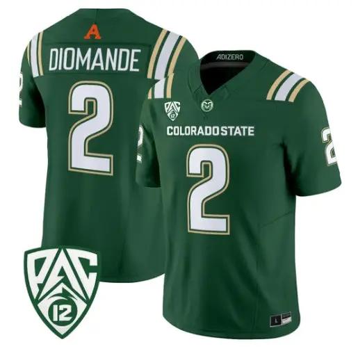 Oumar Diomande Jersey #2 Colorado State Rams 2026 Vapor All Stitched by My Store NCAA Football Jerseys