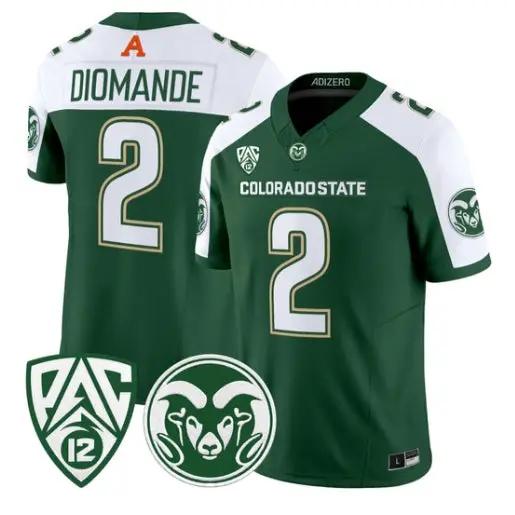 Oumar Diomande Jersey #2 Colorado State Rams 2026 Vapor All Stitched by My Store NCAA Football Jerseys