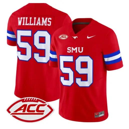 PJ Williams Jersey #59 SMU Mustangs 2026 Vapor Limited All Stitched by My Store NCAA Football Jerseys