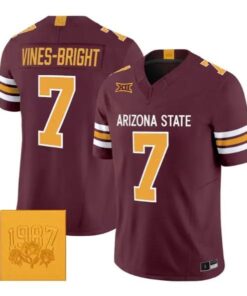 Raiden Vines-Bright #7 Arizona State Sun Devils Jersey Roses & Devils Stitched by My Store NCAA Football Jerseys