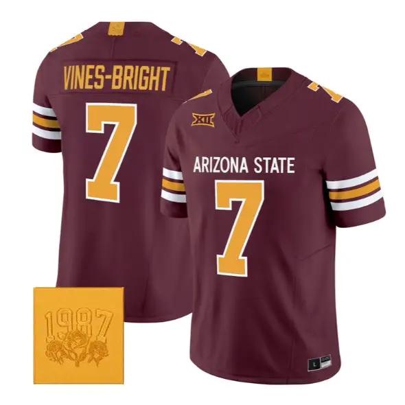 Raiden Vines-Bright #7 Arizona State Sun Devils Jersey Roses & Devils Stitched by My Store NCAA Football Jerseys