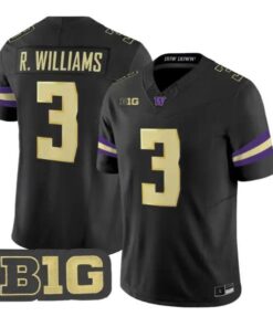 Rashid Williams #3 Washington Huskies Jersey 2026 Limited Stitched by My Store NCAA Football Jerseys