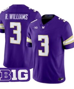 Rashid Williams #3 Washington Huskies Jersey 2026 Limited Stitched by My Store NCAA Football Jerseys