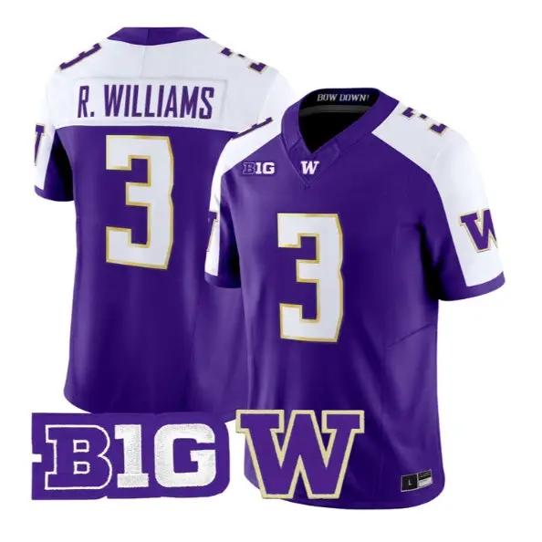Rashid Williams #3 Washington Huskies Jersey 2026 Limited Stitched by My Store NCAA Football Jerseys