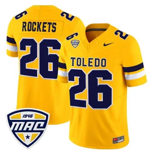 Rockets Jersey #26 Toledo Rockets 2026 Vapor Limited - All Stitched Gold Alter by My Store NCAA Football Jerseys