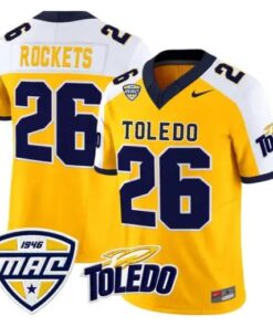 Rockets Jersey #26 Toledo Rockets 2026 Vapor Limited - All Stitched Gold Alter by My Store NCAA Football Jerseys