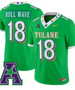 Roll Wave #18 Tulane Green Wave Jersey 2026 City Edition Vapor Limited Stitched by My Store NCAA Football Jerseys