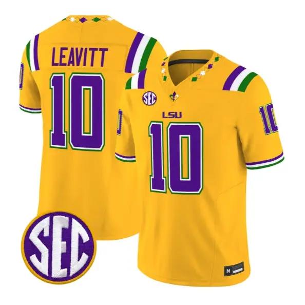 Sam Leavitt #10 LSU Tigers Jersey 2026 Mardi Gras Edition All Stitched by My Store NCAA Football Jerseys
