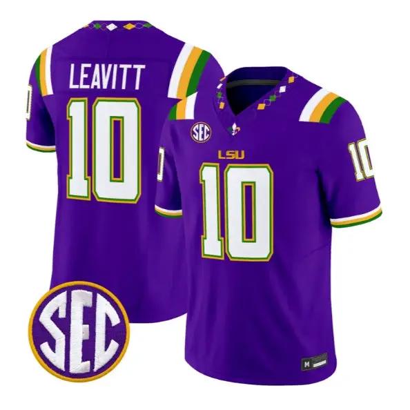 Sam Leavitt #10 LSU Tigers Jersey 2026 Mardi Gras Edition All Stitched by My Store NCAA Football Jerseys