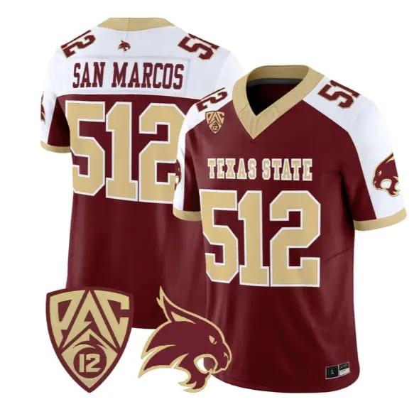 San Marcos Jersey #512 Texas State Bobcats 2026 Vapor All Stitched by My Store NCAA Football Jerseys