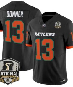 Sherdrick Bonner Jersey #13 Arizona Rattlers 2026 National Patch Stitched by My Store NCAA Football Jerseys
