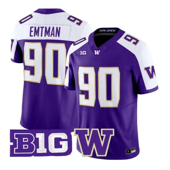 Steve Emtman #90 Washington Huskies Jersey 2026 Limited Stitched by My Store NCAA Football Jerseys