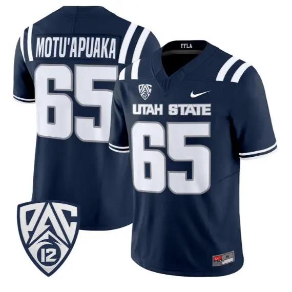 Tavo Motu'apuaka Jersey #65 Utah State Aggies 2026 Limited Stitched by My Store NCAA Football Jerseys