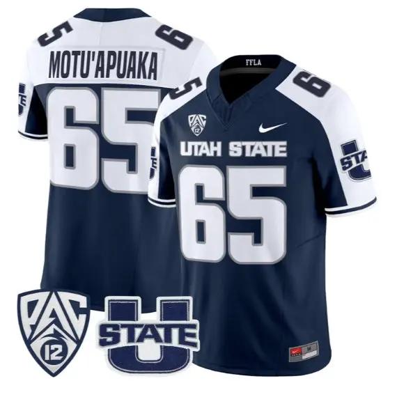 Tavo Motu'apuaka Jersey #65 Utah State Aggies 2026 Limited Stitched by My Store NCAA Football Jerseys