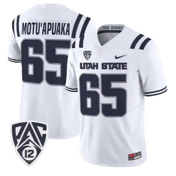 Tavo Motu'apuaka Jersey #65 Utah State Aggies 2026 Limited Stitched by My Store NCAA Football Jerseys