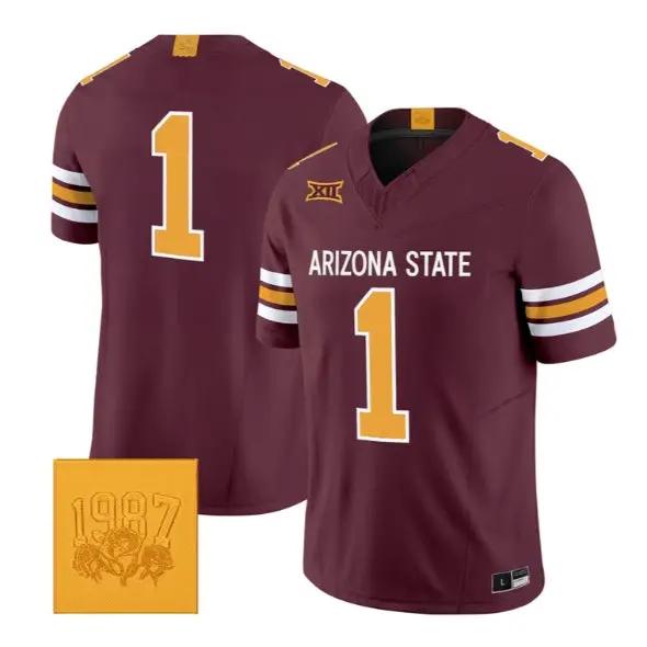 Team Jersey #1 Arizona State Sun Devils Jersey Roses & Devils Limited Stitched by My Store NCAA Football Jerseys