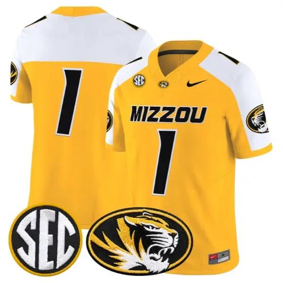 Team Jersey #1 Missouri Tigers Jersey 2026 Vapor Limited All Stitched by My Store NCAA Football Jerseys
