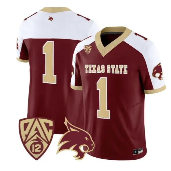 Team Jersey #1 Texas State Bobcats 2026 Vapor Limited All Stitched
