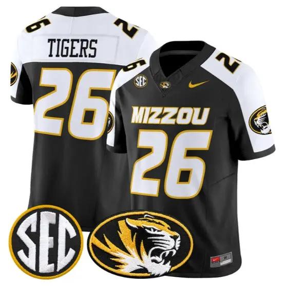 Tigers Mizzou #26 Missouri Tigers Jersey 2026 Vapor Limited Stitched by My Store NCAA Football Jerseys
