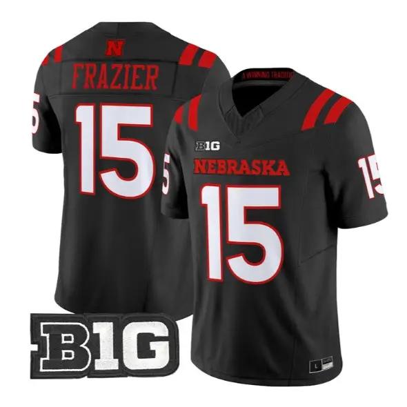 Tommie Frazier #15 Nebraska Cornhuskers Jersey 2026 Alternate All-black Stitched by My Store NCAA Football Jerseys