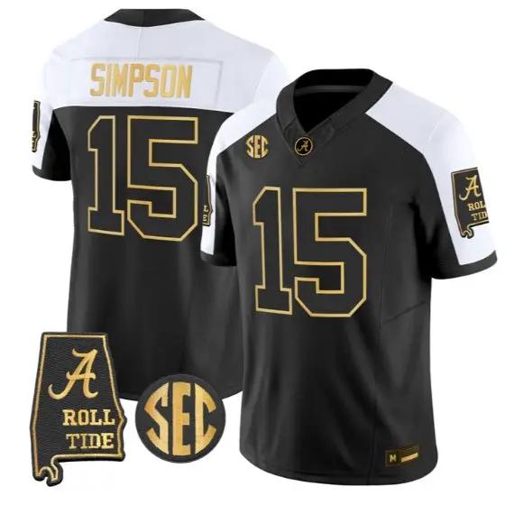 Ty Simpson #15 Alabama Crimson Tide Jersey 2026 Alabama Map Stitched by My Store NCAA Football Jerseys