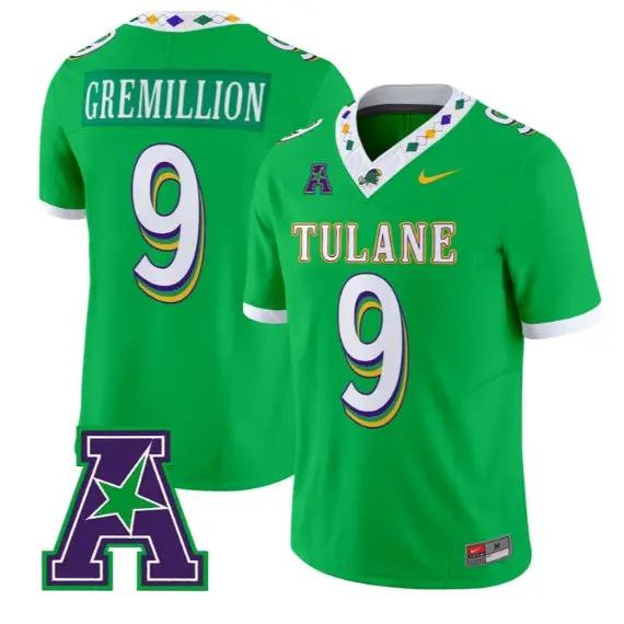 Zeon Chriss-Gremillion #9 Tulane Green Wave Jersey 2026 City Edition Stitched by My Store NCAA Football Jerseys