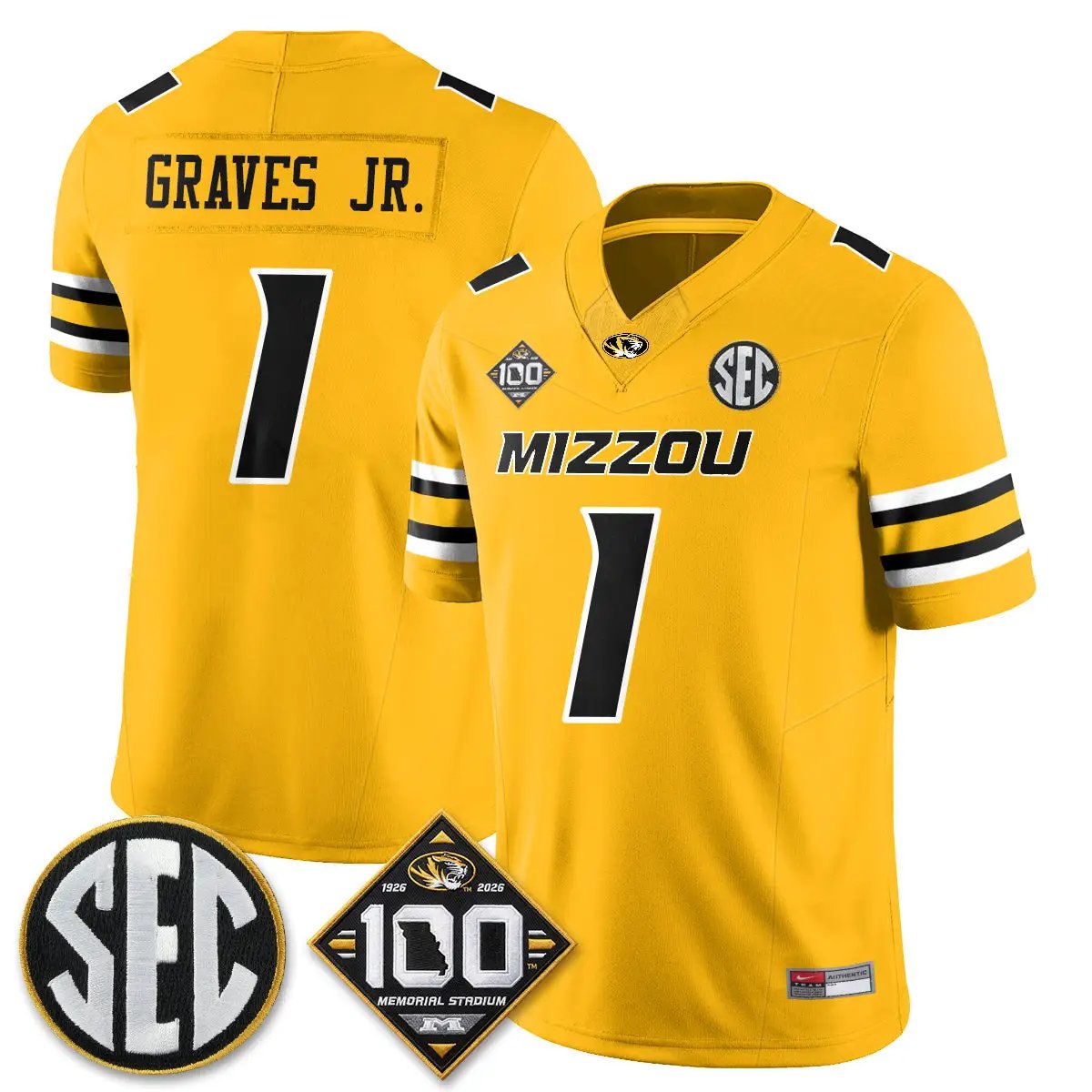 MIZZ 100th Anniversary of Memorial Stadium Edition - Stitched (2) by Missouri Tigers